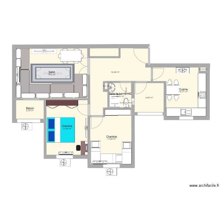 Appartement F3 AADL annaba. Plan de 0 pièce et 0 m2