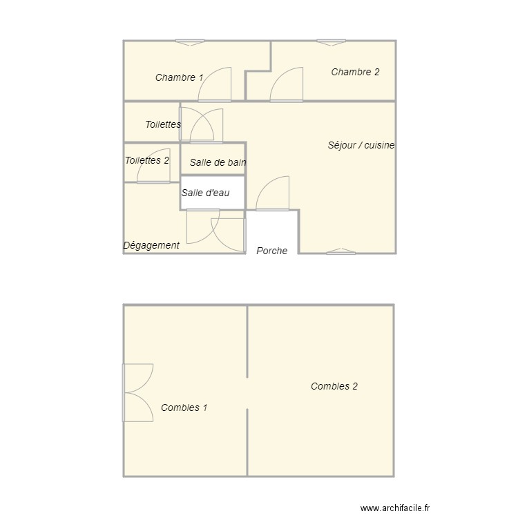 Croquis TARDIVIER Petit logement Amiante. Plan de 8 pièces et 57 m2