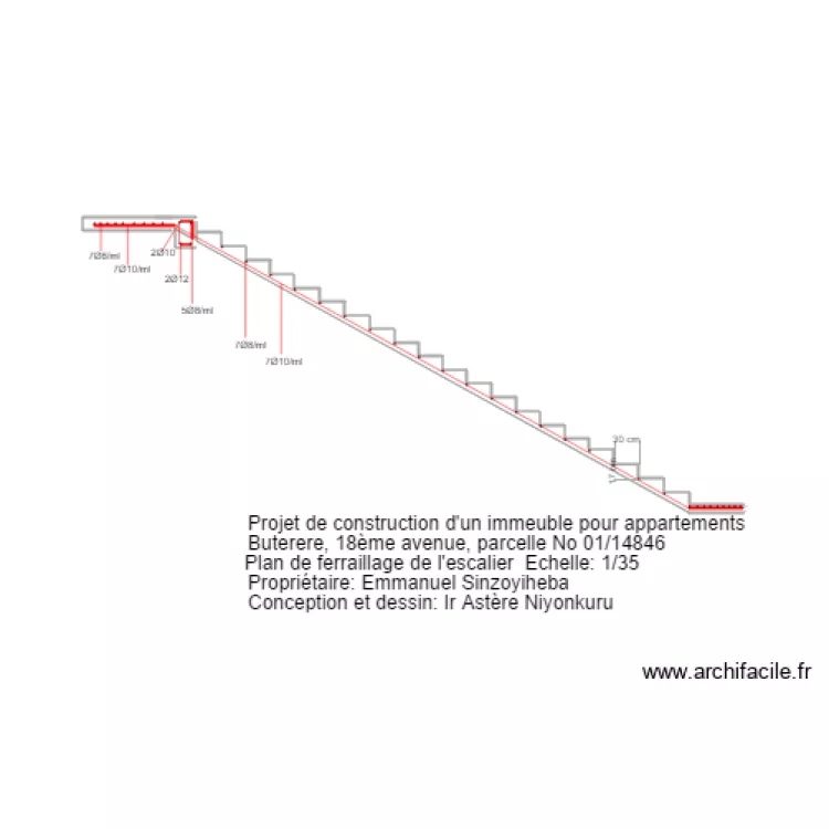 feraillage escalier. Plan de feraillage escalier. Plan de