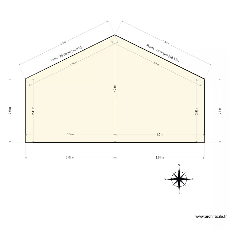 FACADE COTE Sud. Plan de 