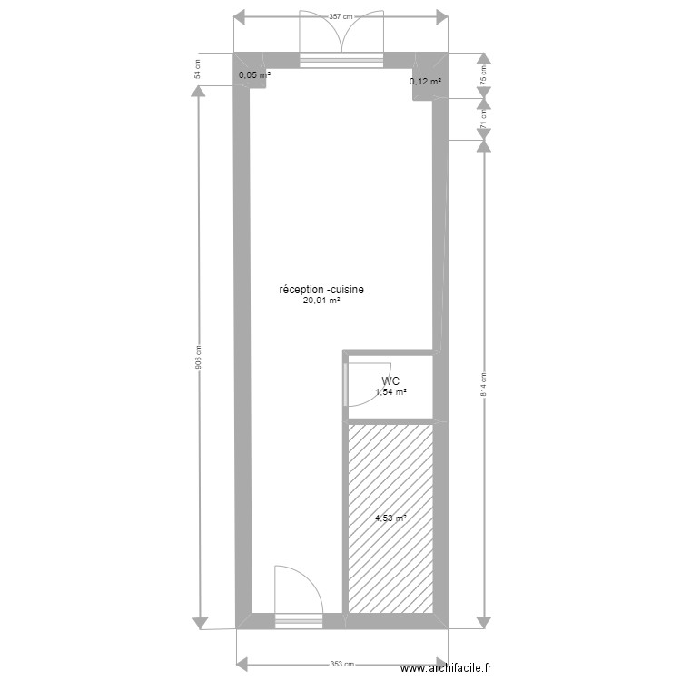 plan du restaurant. Plan de 5 pièces et 27 m2