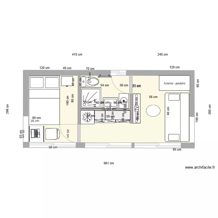 MICHE  6,60 x 3 = 19,80 M2 (20).... Plan de 