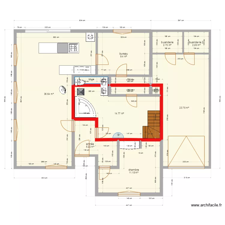 Plan &eacute;tage superpos&eacute;e. Plan de 