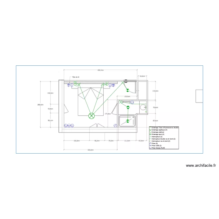 chambre 3 g&icirc;te. Plan de 