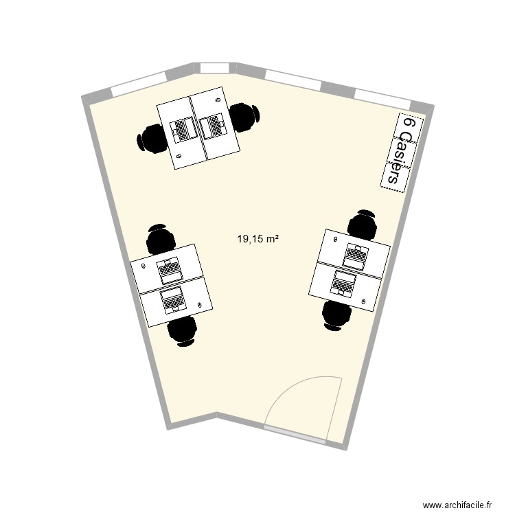 Bureau 514 avec bureaux en 100. Plan de 1 pièce et 19 m2