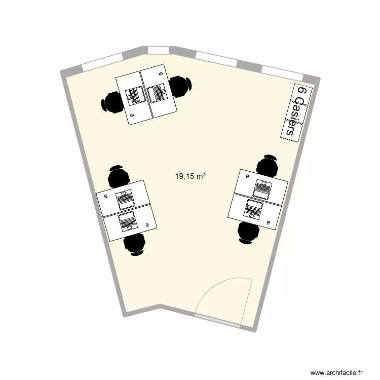 Bureau 514 avec bureaux en 100. Plan de 