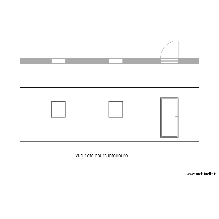 vue côté cours intérieure. Plan de 0 pièce et 0 m2