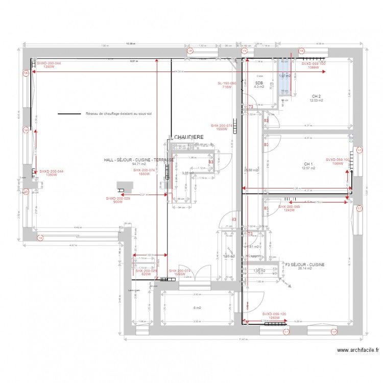Champforey RDC radiateurs. Plan de 0 pièce et 0 m2