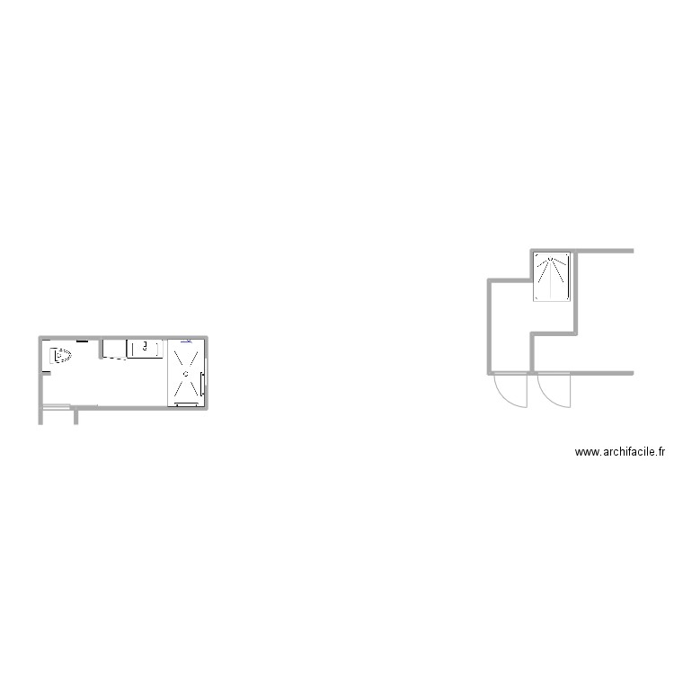 Sdb 4. Plan de 2 pièces et 11 m2