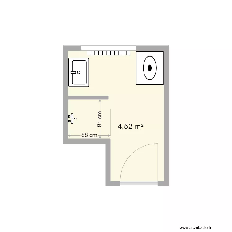 Tortiller sdb existant. Plan de 