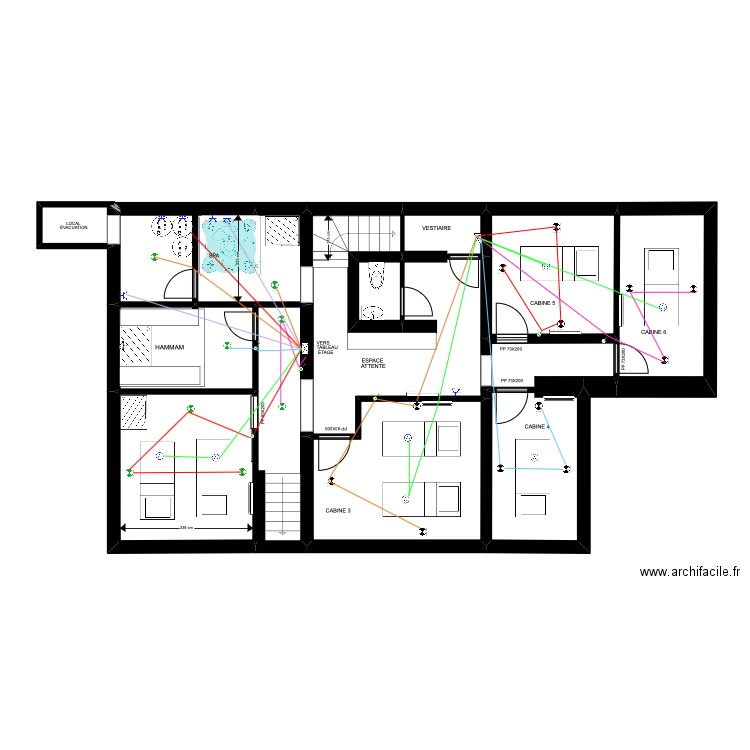 elles sous sol. Plan de 12 pièces et 100 m2