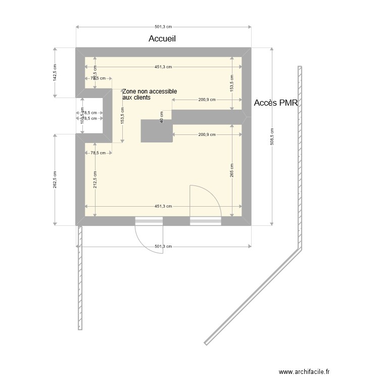 colporteur - accueil. Plan de 1 pièce et 19 m2