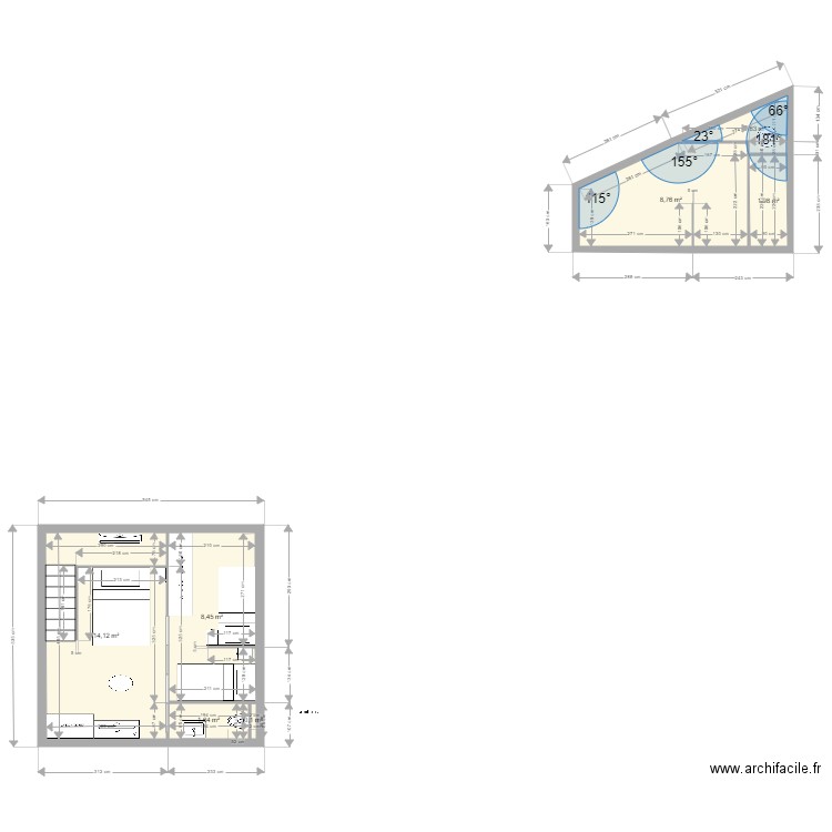 Leucate Etage modif 1. Plan de 7 pièces et 37 m2
