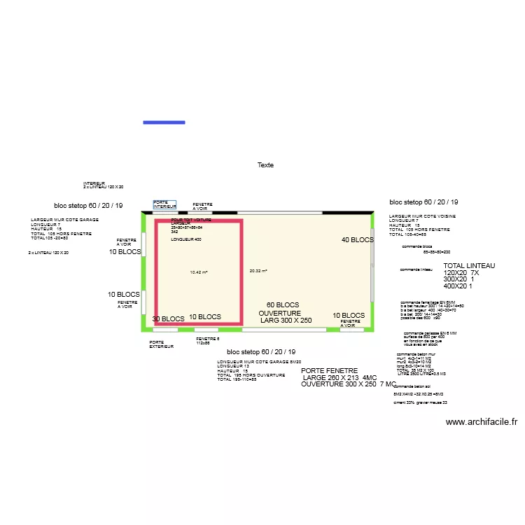 GARAGE ANNEXE commande. Plan de 