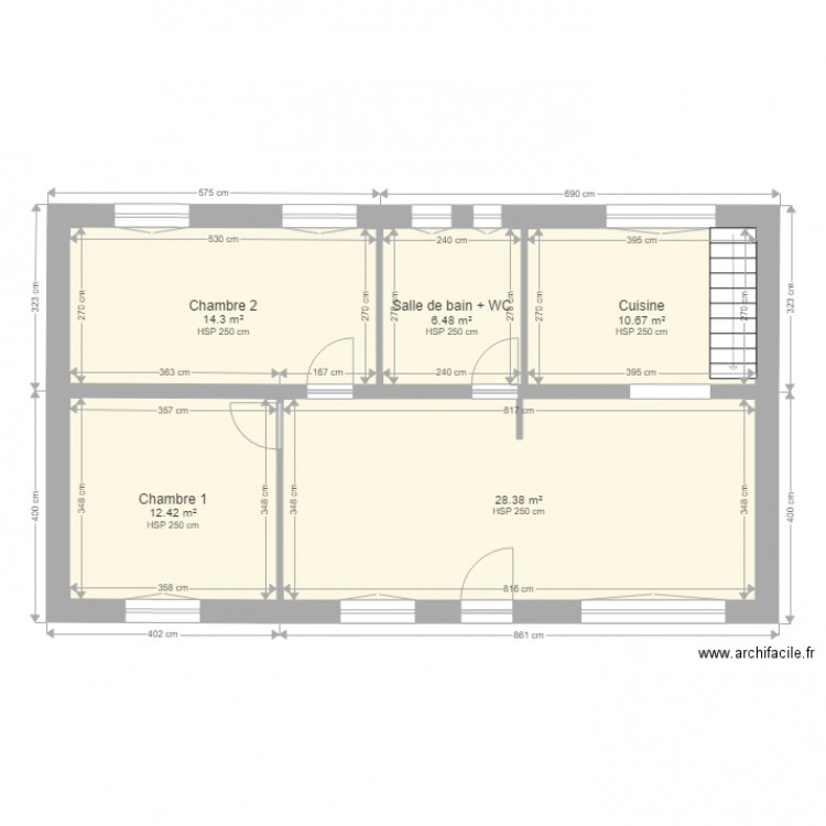 PLAN 1 ETAGE AVEC ESCALIER DANS CUISINE. Plan de 0 pièce et 0 m2