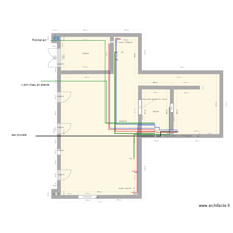 Plomberie Sous sol. Plan de 0 pièce et 0 m2
