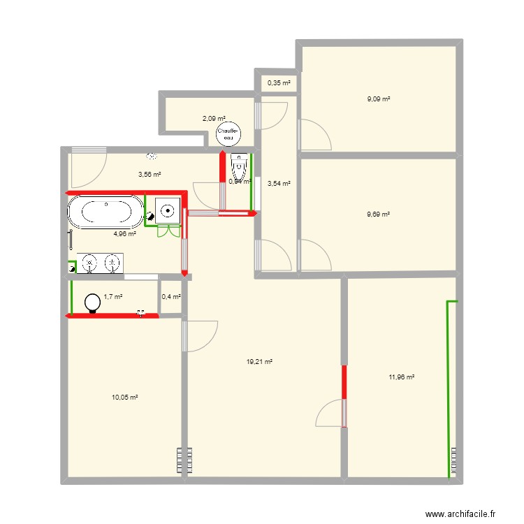 APPART CORDONN nouveau. Plan de 13 pièces et 78 m2