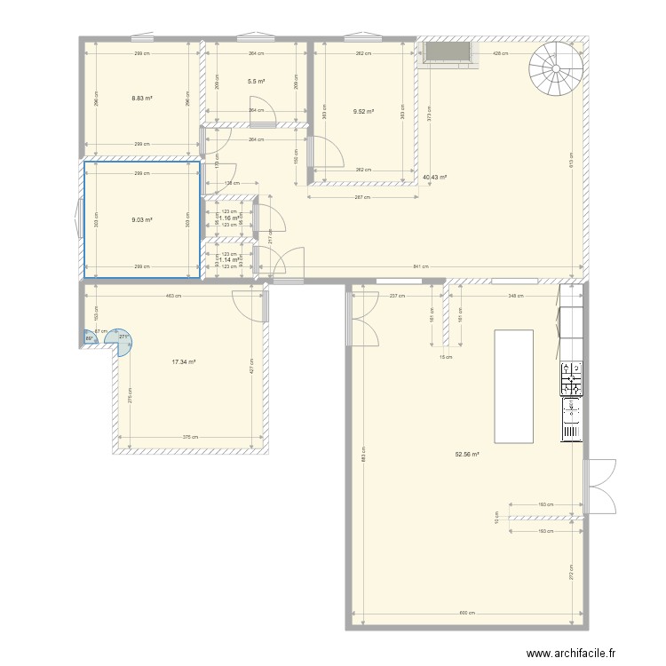 plan hésingue actuel rdc cuisine extension. Plan de 0 pièce et 0 m2