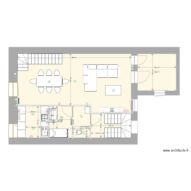 Plan RDC avec etage. Plan de 0 pièce et 0 m2