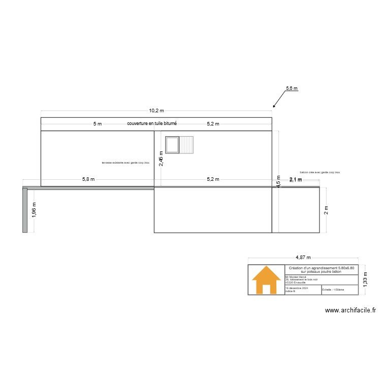 facade coté voisin crée. Plan de 0 pièce et 0 m2