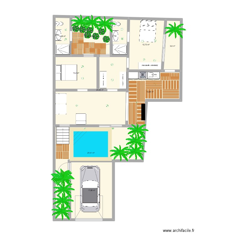 VILLA POSSESSION CAROLE ET VINCENT . Plan de 9 pièces et 131 m2