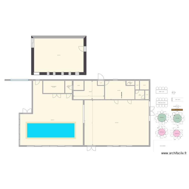 SALLE DOMAINE QUATRE PLUMES 1. Plan de 14 pièces et 423 m2