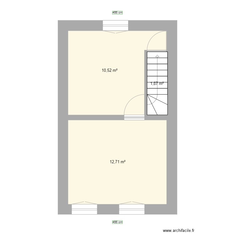 catherine etage 2. Plan de 3 pièces et 25 m2