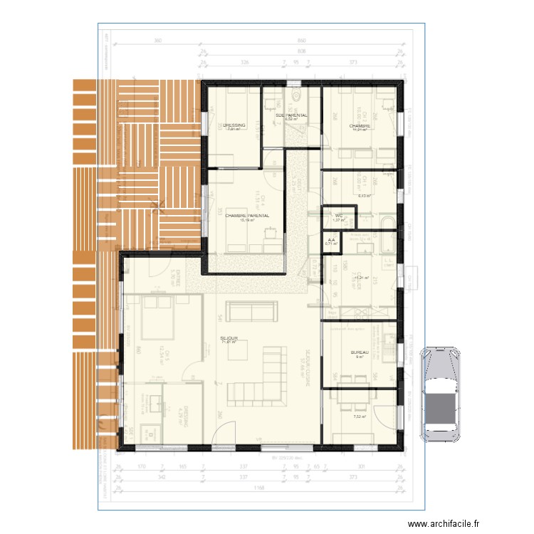 PLAN MORIZET. Plan de 11 pièces et 149 m2