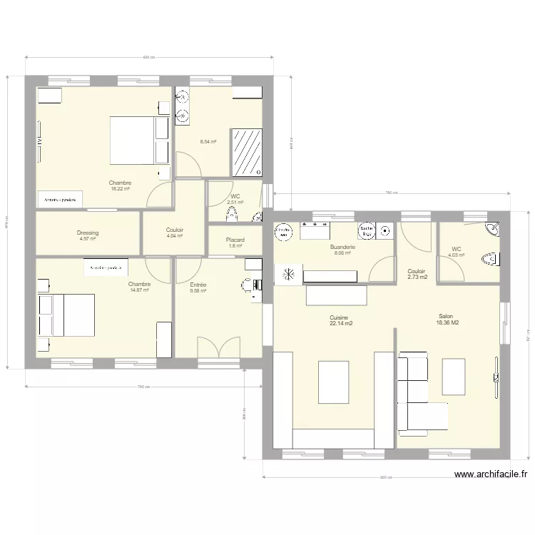 Maison en L moelan am&eacute;nagements. Plan de 