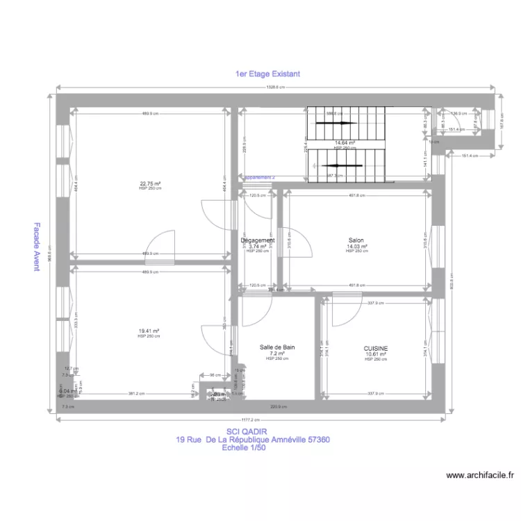 SCI QADIR collectif  etage existant. Plan de 