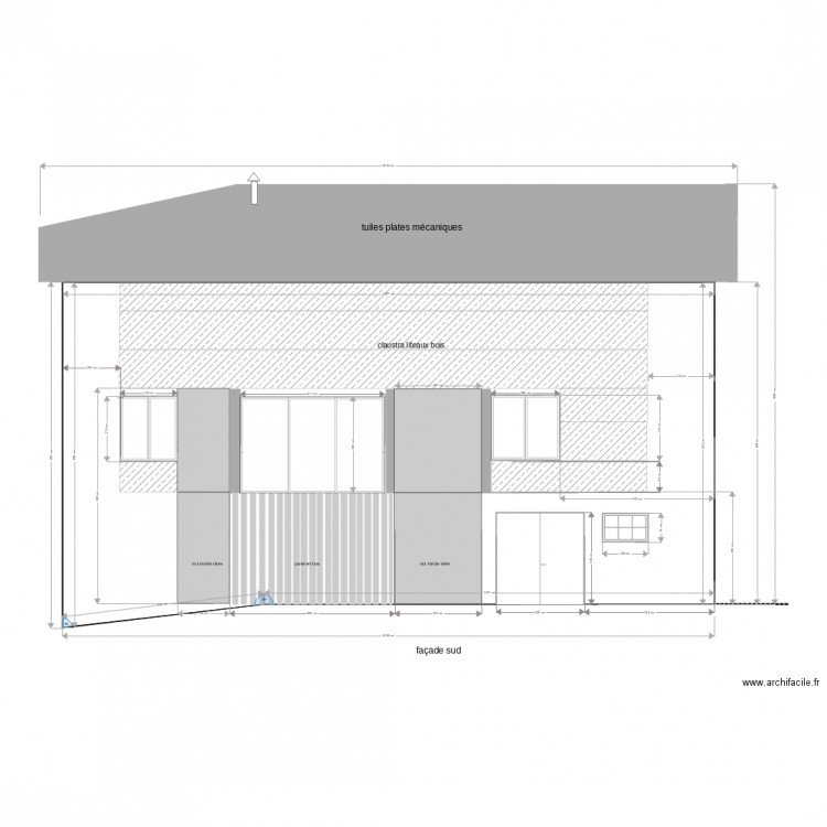  façade sud après modification première version. Plan de 0 pièce et 0 m2