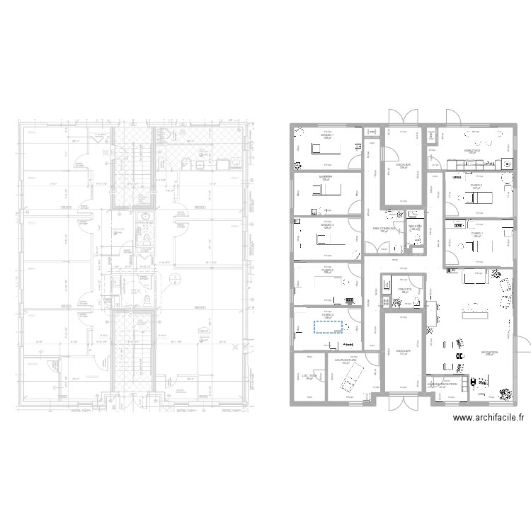 Clinique 20 janvier 2023. Plan de 22 pièces et 224 m2