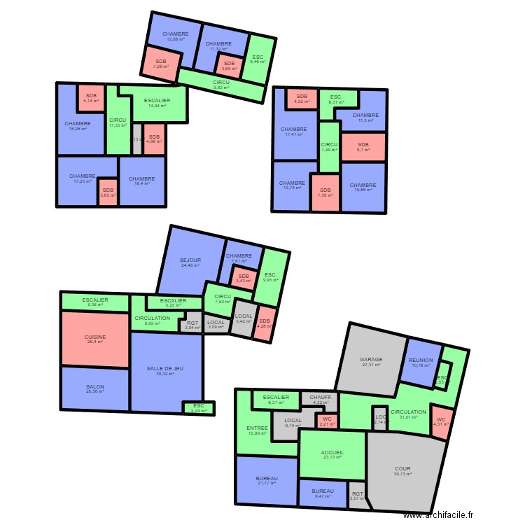 PLAN DITEP. Plan de 57 pièces et 632 m2