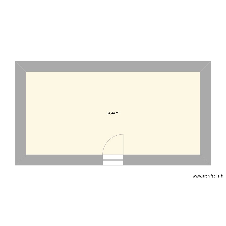 petite maison. Plan de 1 pièce et 34 m2