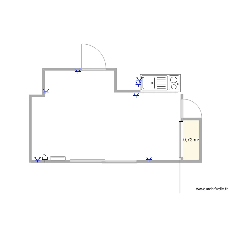 Plan appartement Ana&iuml;s. Plan de 1  et 1 m²