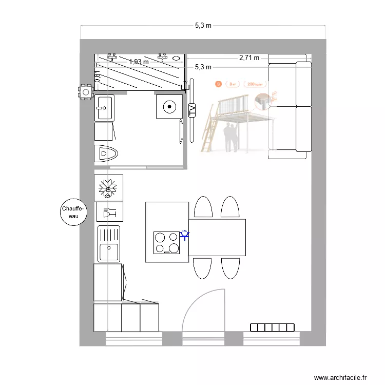 studio gauche. Plan de 