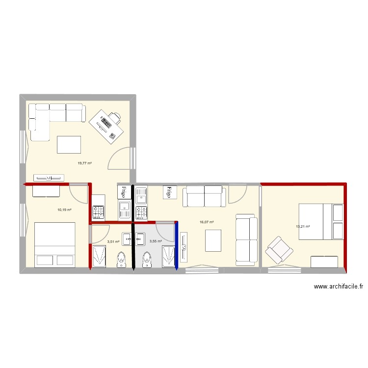 Samy. Plan de 6 pièces et 66 m2