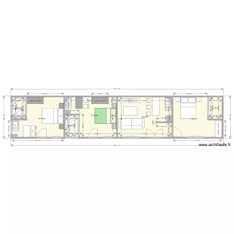  studio. Plan de 