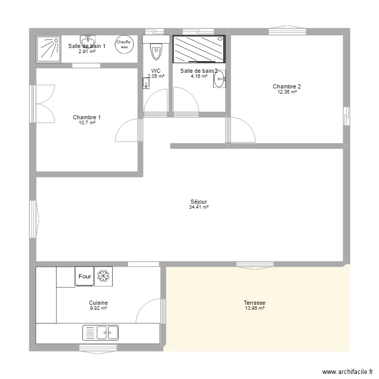 PLAN VILLA DIAMANT. Plan de 8 pièces et 90 m2