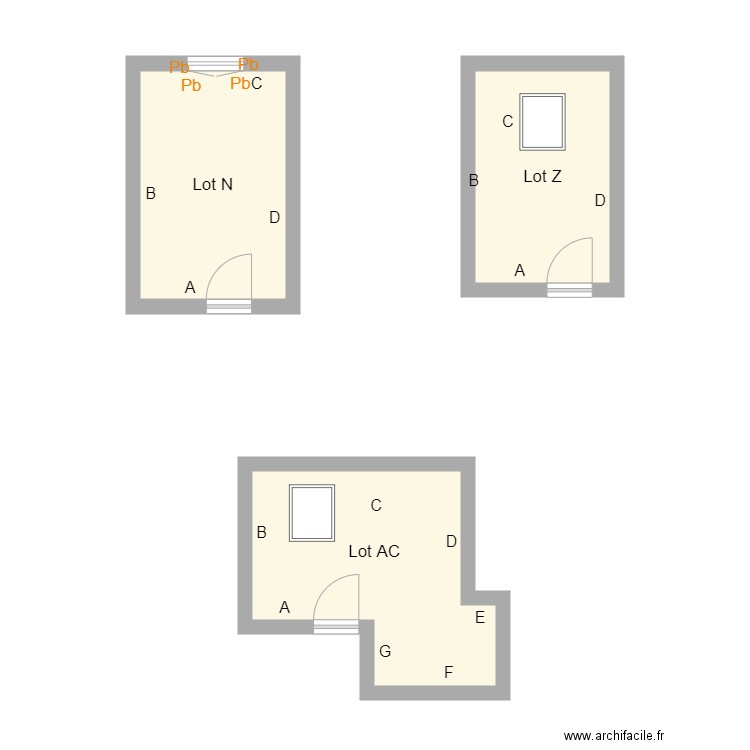 Croquis BAILLY Annexes 3 et 4ème Etages. Plan de 3 pièces et 32 m2