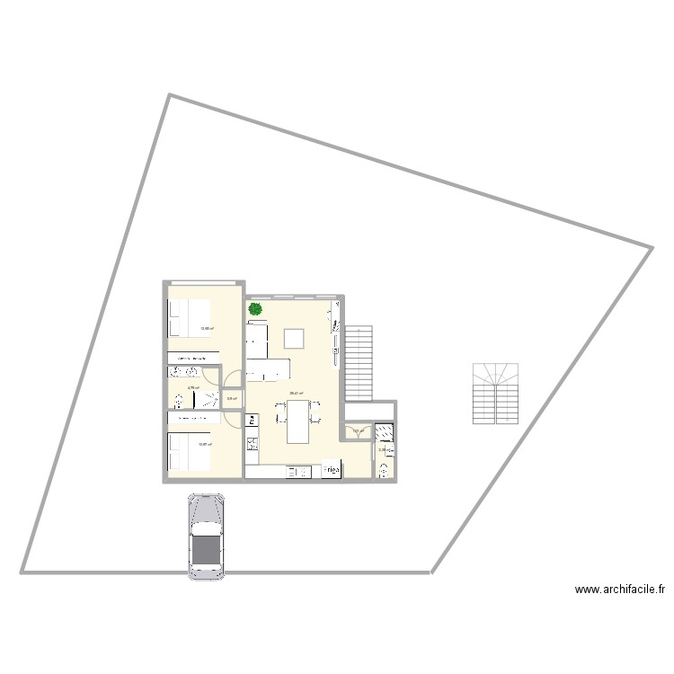 khon kean. Plan de 7 pièces et 73 m2