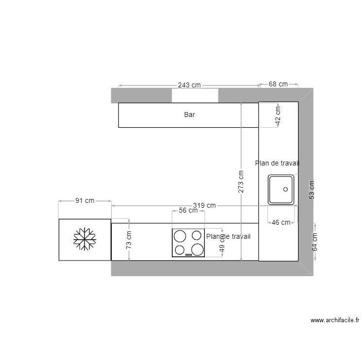 Cuisine RDJ. Plan de 0 pièce et 0 m2