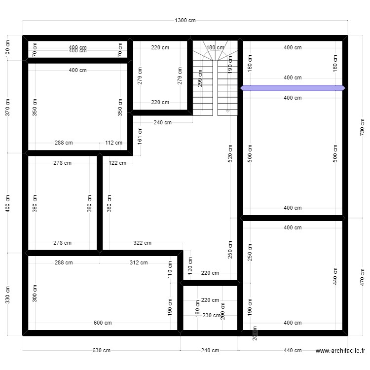 model 12x13. Plan de 9 pièces et 132 m2