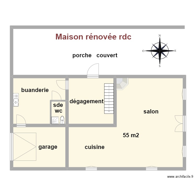 maison rénovée rdc Vignaux MA. Plan de 5 pièces et 108 m2