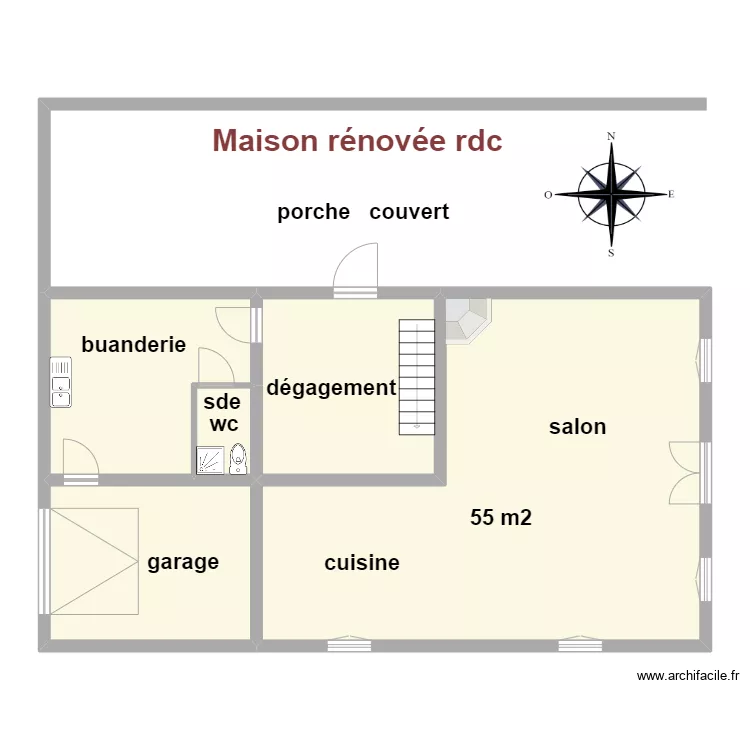 maison r&eacute;nov&eacute;e rdc Vignaux MA. Plan de 
