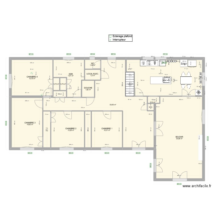 CHALET_ARFEUILLE_AMENAGEMENT_CUISINE_20230309. Plan de 15 pièces et 163 m2