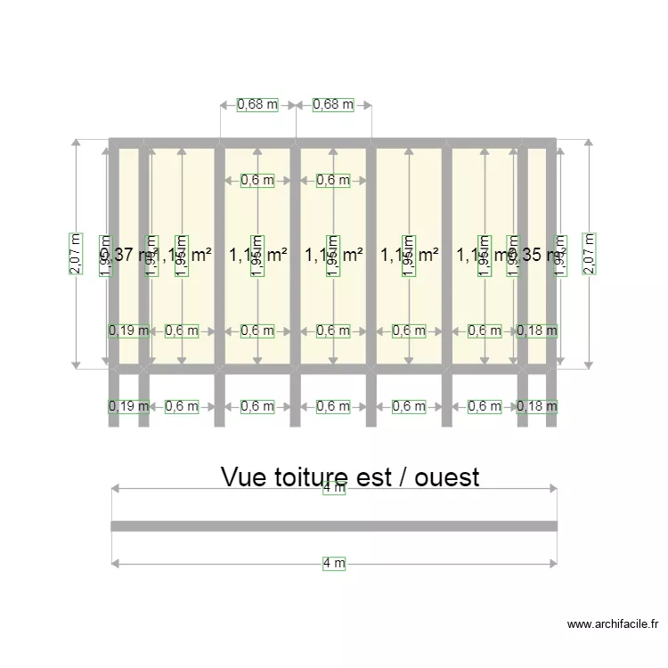 Charpente sud. Plan de 