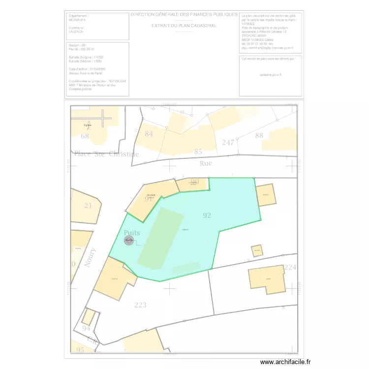 Parcelle LAUZACH. Plan de 