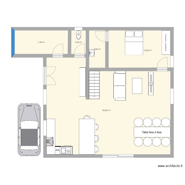 plan robin lycee . Plan de 5 pièces et 90 m2