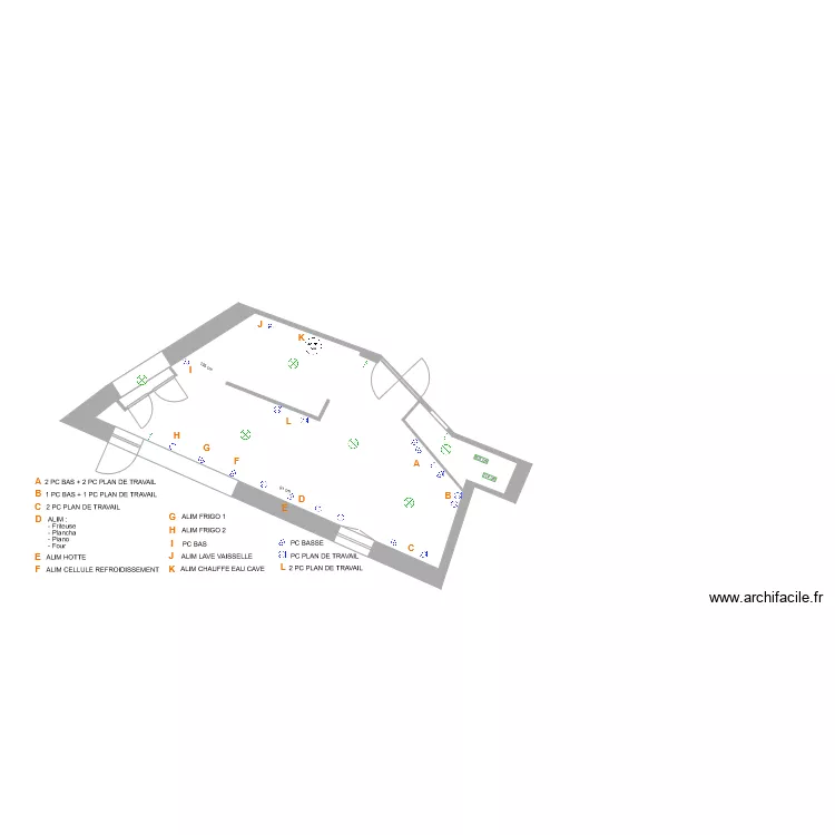 RDC APRES TRAVAUX CUISINE ELECTRICITE . Plan de 
